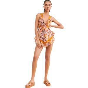 FREE PEOPLE Women’s Bali-Oletta Boho Lace Romper Yellow Floral Multi